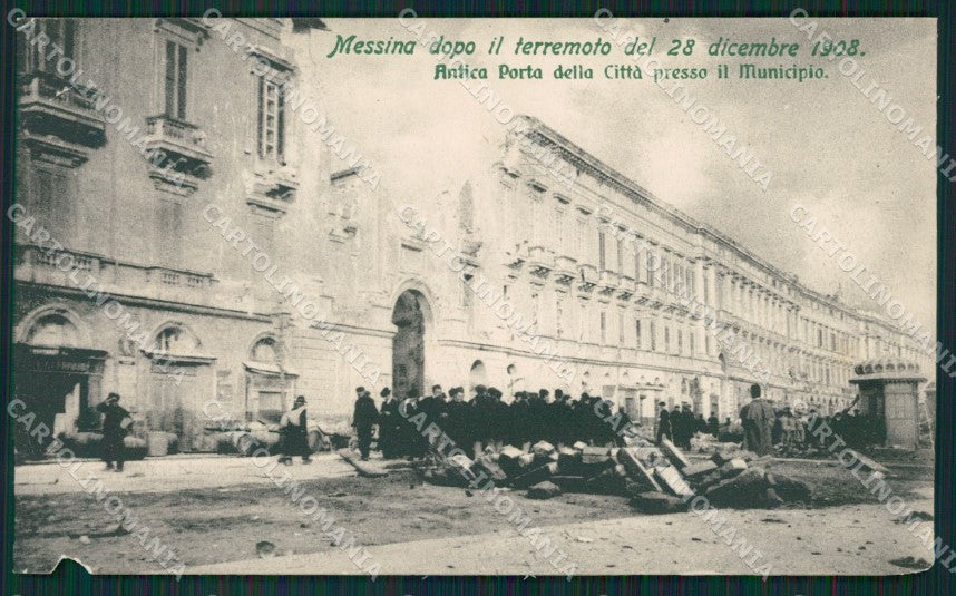 Messina Città Terremoto 1908 Municipio ABRASA cartolina XB0213 – fronte