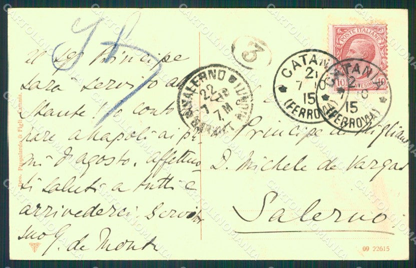 Catania Città cartolina XB0252 – retro