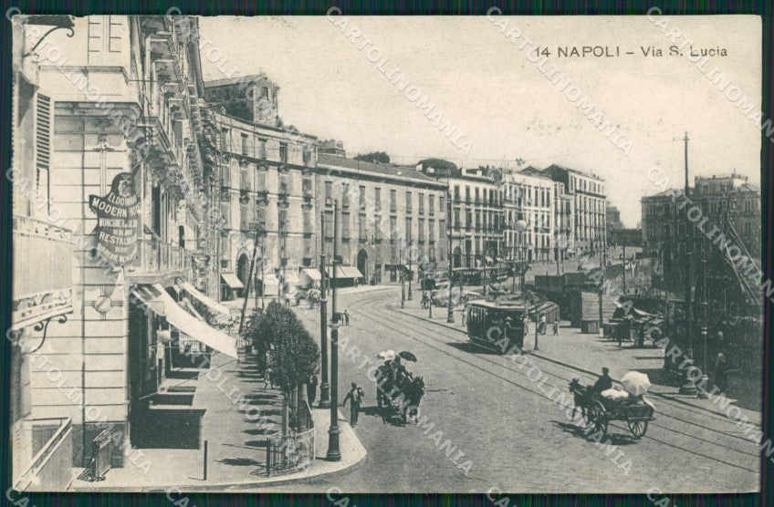 Napoli Città Tram Carrozze PIEGHINA cartolina XB0597 – fronte