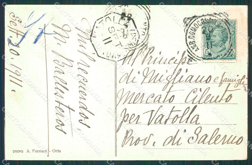 Novara Orta San Giulio Saluti da Bertiglia ? cartolina XB0606 – retro