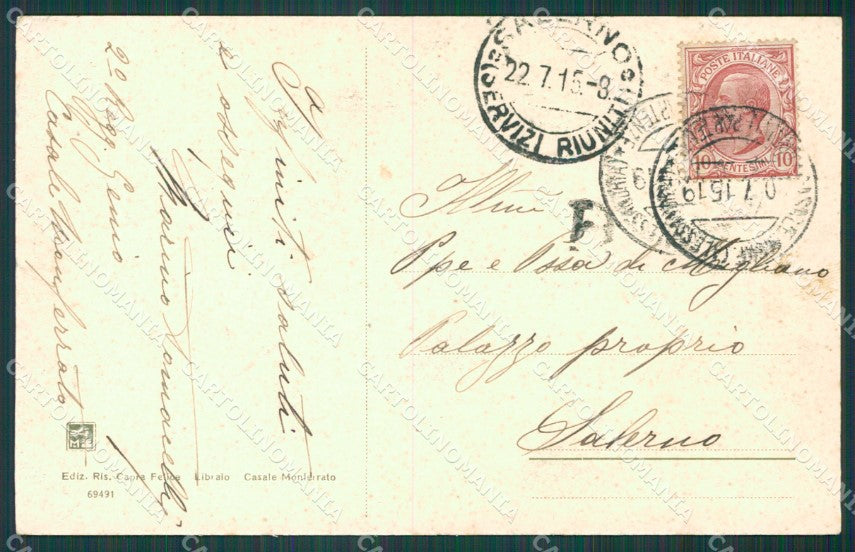 Alessandria Casale Monferrato PIEGA cartolina XB0736 – retro