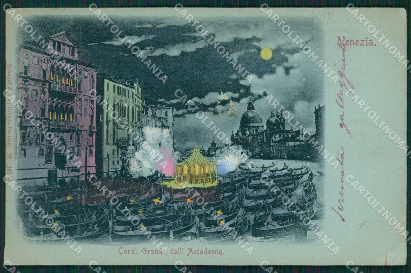 Venezia Città Canal Grande Chiaro di Luna ANGOLINO SCOLLATO cartolina XB0874 – fronte