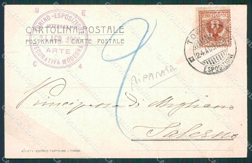 Torino Città Esposizione Arte Moderna RIPARATA cartolina XB0876 – retro
