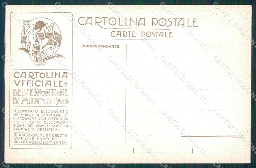 Milano Città Esposizionne 1906 cartolina XB1001 – retro