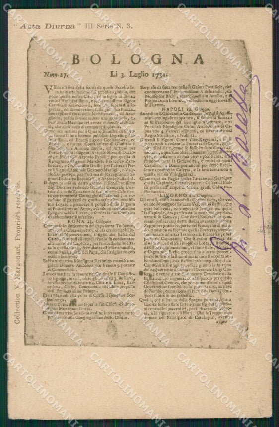 Bologna Giornale Bologna cartolina XB1128 – fronte