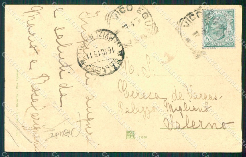 Napoli Vico Equense Castel Giusso PIEGHE cartolina XB1298 – retro