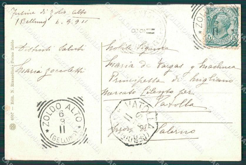 Sondrio Fusine Coldai Civetta cartolina XB1606 – retro