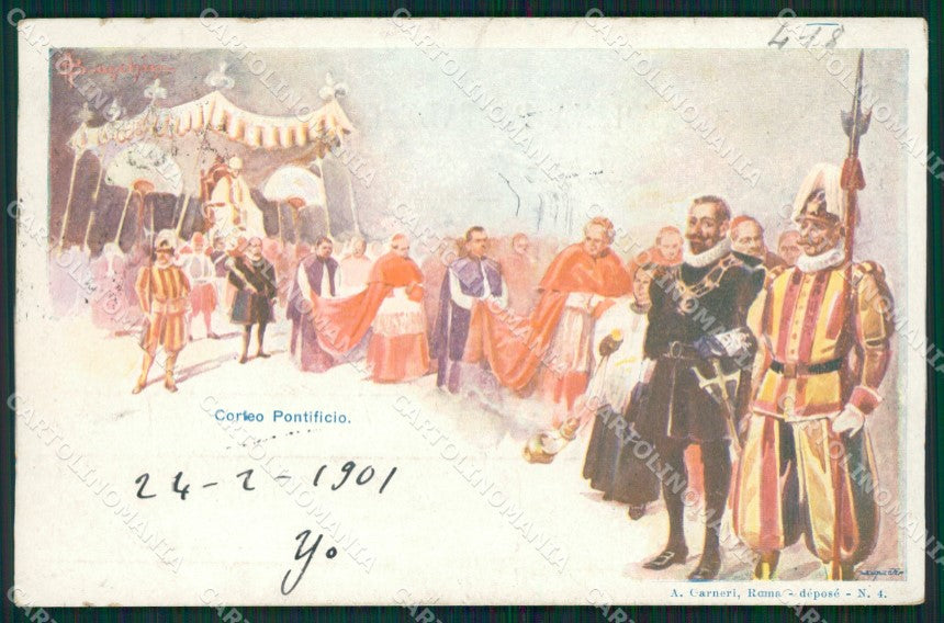 Roma Corteo Pontificio Papa cartolina XB1823 – fronte