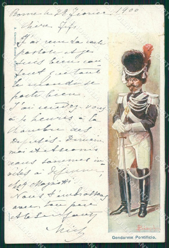 Roma Gendarme Pontificio Vaticano PIEGHINA STRAPPINO cartolina XB1834 – fronte