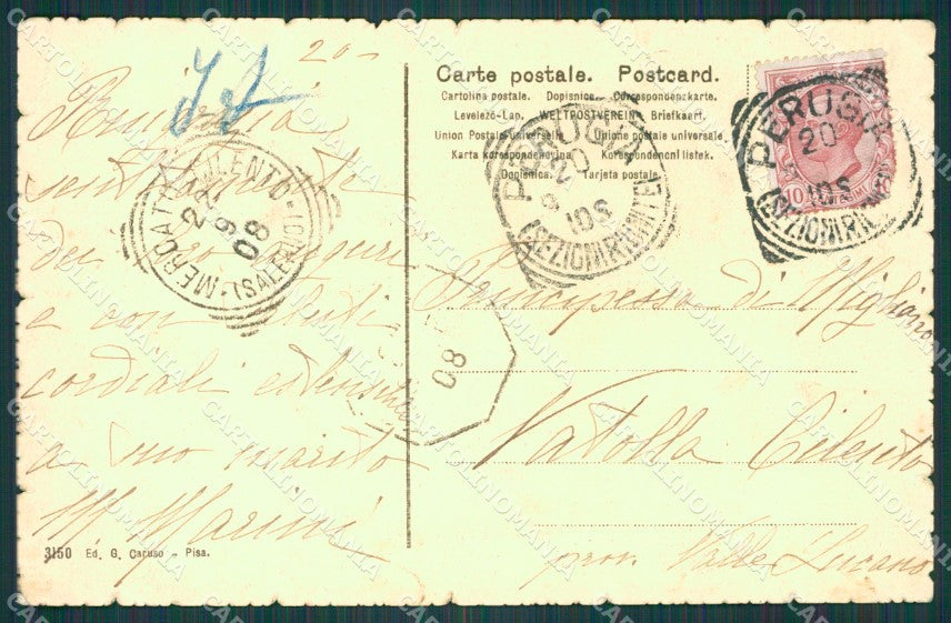 Perugia Città cartolina XB1911 – retro