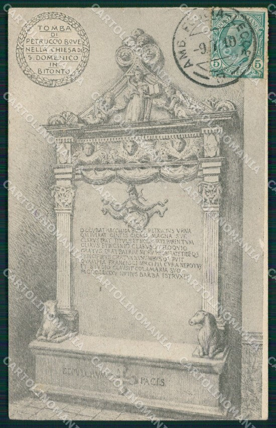 Bari Bitonto Tomba Petruccio Bove Nozze Pastore Bovio PIEGA cartolina XB1923 – fronte