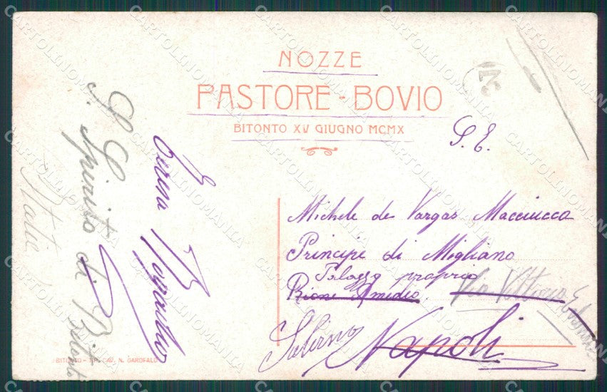 Bari Bitonto Tomba Petruccio Bove Nozze Pastore Bovio PIEGA cartolina XB1923 – retro