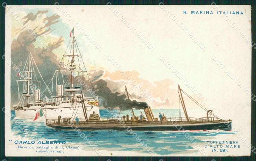 Marina Militare Incrociatore Carlo Alberto PIEGHE cartolina XB1930 – fronte