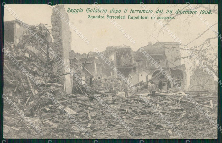Reggio Calabria Città Terremoto Ferrovieri Napoletani ABRASA cartolina XB1946 – fronte