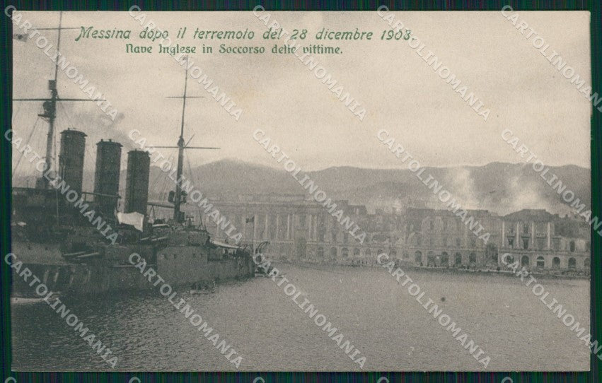 Messina Città Nave Terremoto 1908 cartolina XB1961 – fronte