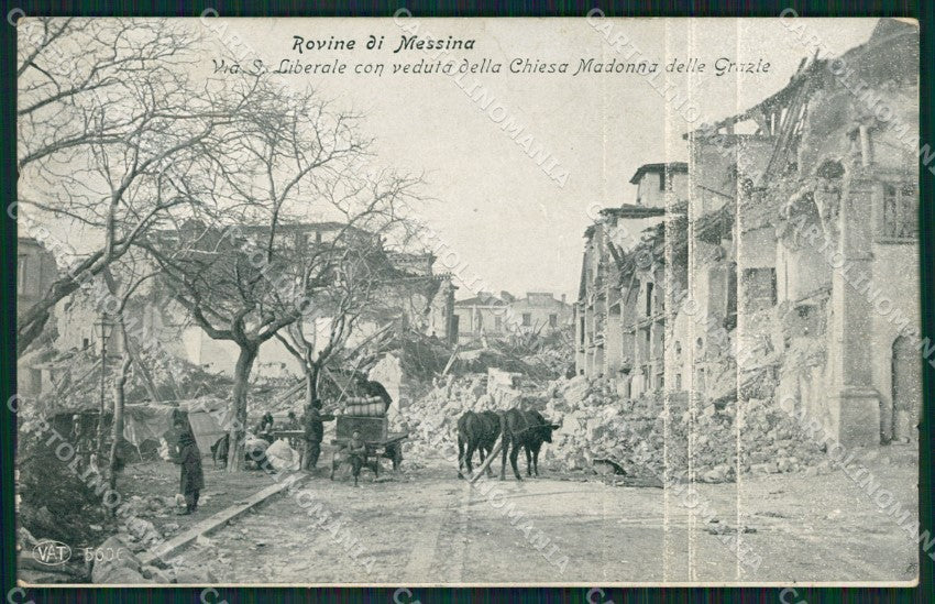 Messina Città Terremoto Buoi Alterocca 5606 ABRASA cartolina XB2024 – fronte