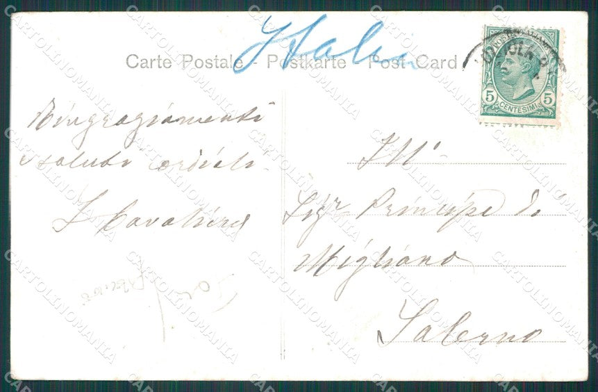 Napoli Ischia Porto Alterocca 1810 FORI PIEGHE STRAPPINO cartolina XB2030 – retro