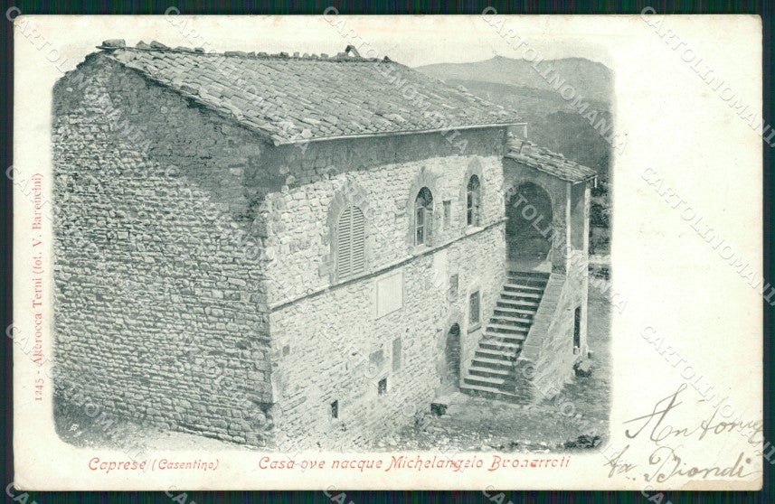 Arezzo Caprese Michelangelo Buonorroti Alterocca 1245 cartolina XB2055 – fronte