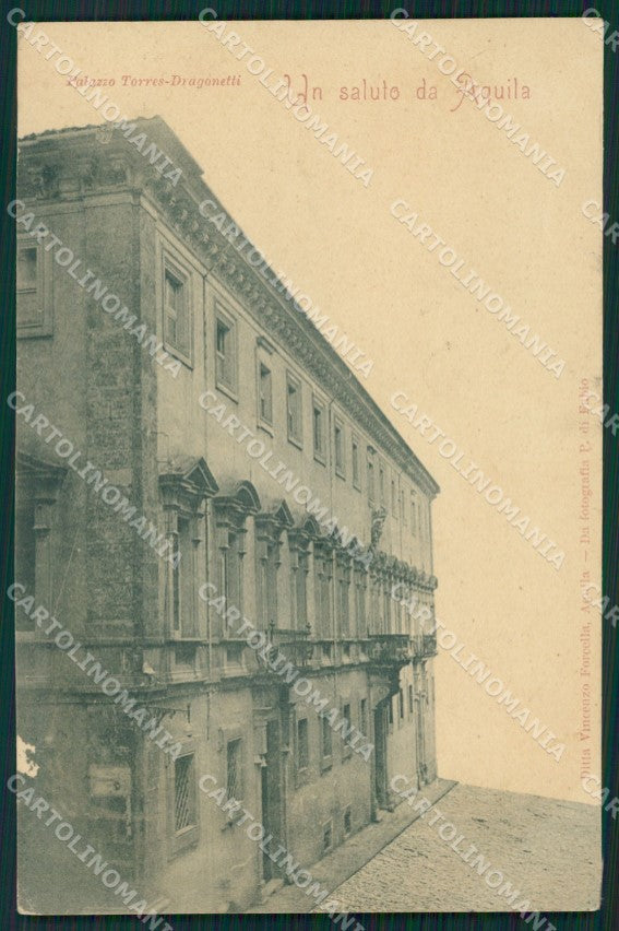 L'Aquila Città Palazzo Torres Dragonetti ABRASA cartolina XB2135 – fronte