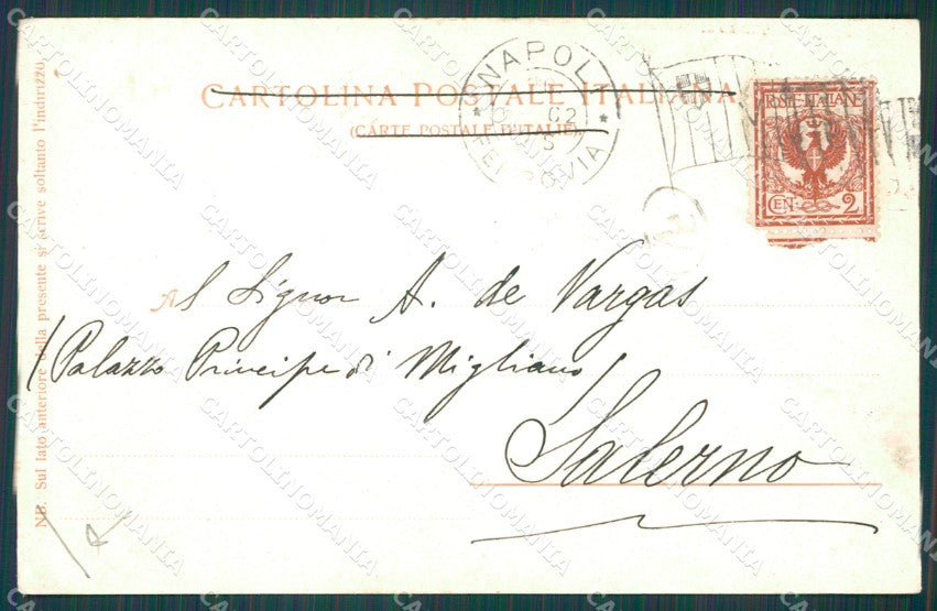 Napoli Santa Lucia Carrozze SCOLLATA PIEGA cartolina XB2365 – retro