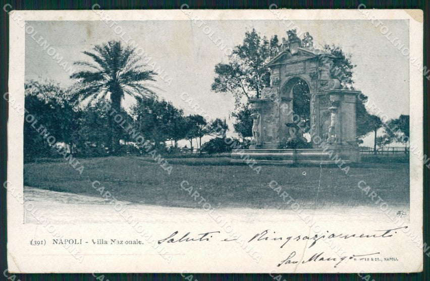 Napoli Città Villa Nazionale PIEGHINA cartolina XB2367 – fronte