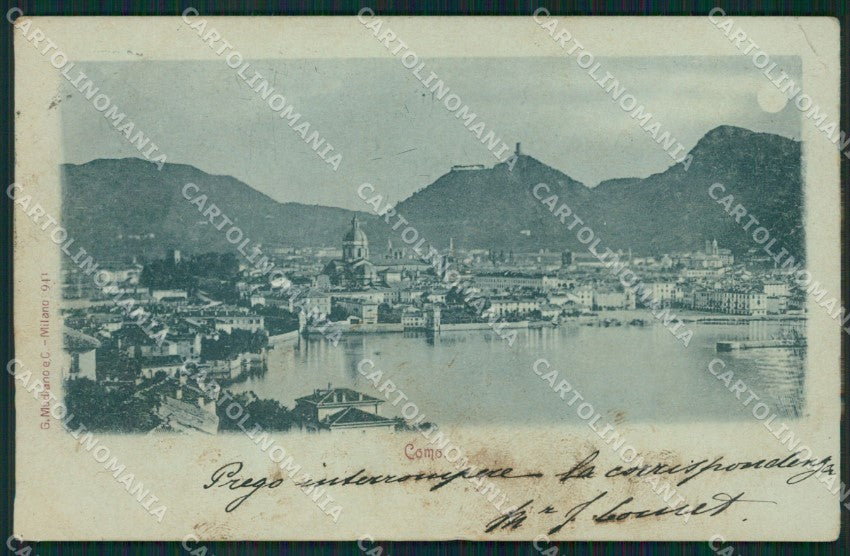Como Città Lago di Chiaro di Luna PIEGHINA cartolina XB2693 – fronte