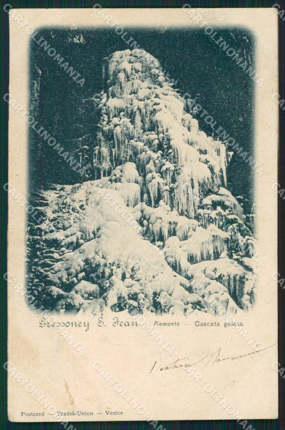 Aosta Gressoney Saint Jean Cascata Gelata cartolina XB2727 – fronte