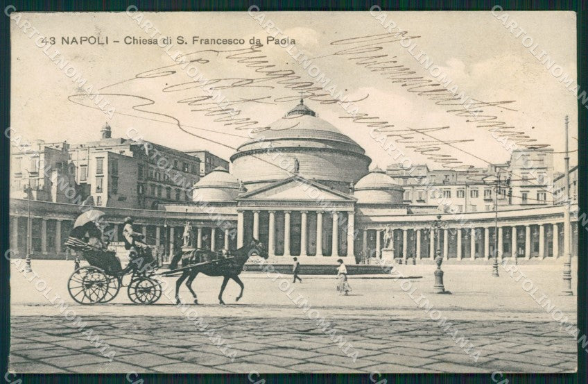 Napoli Città Chiesa San Francesco da Paola Carrozza cartolina XB2745 – fronte