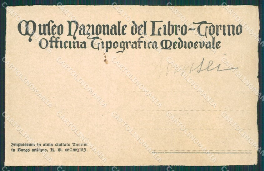 Torino Città Museo Nazionale del Libro cartolina XB2900 – retro