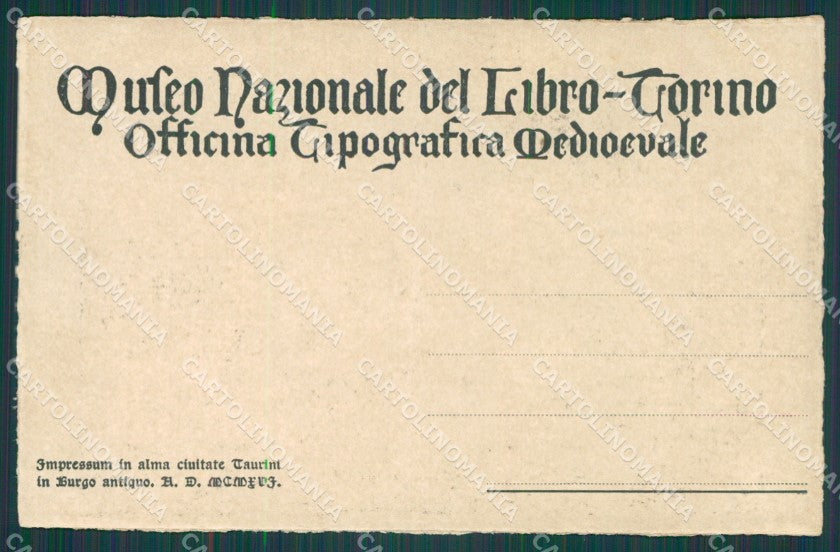 Torino Città Museo Nazionale del Libro cartolina XB2901 – retro