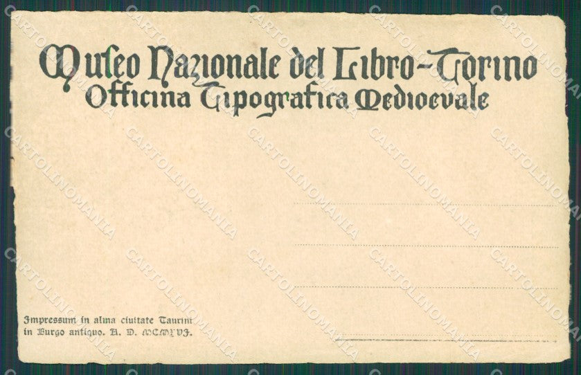 Torino Città Museo Nazionale del Libro cartolina XB2902 – retro