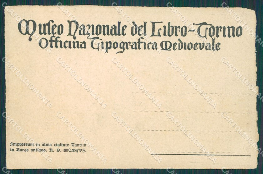 Torino Città Museo Nazionale del Libro cartolina XB2903 – retro