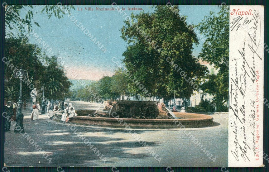 Napoli Città Villa Nazionale Fontana cartolina XB2919 – fronte
