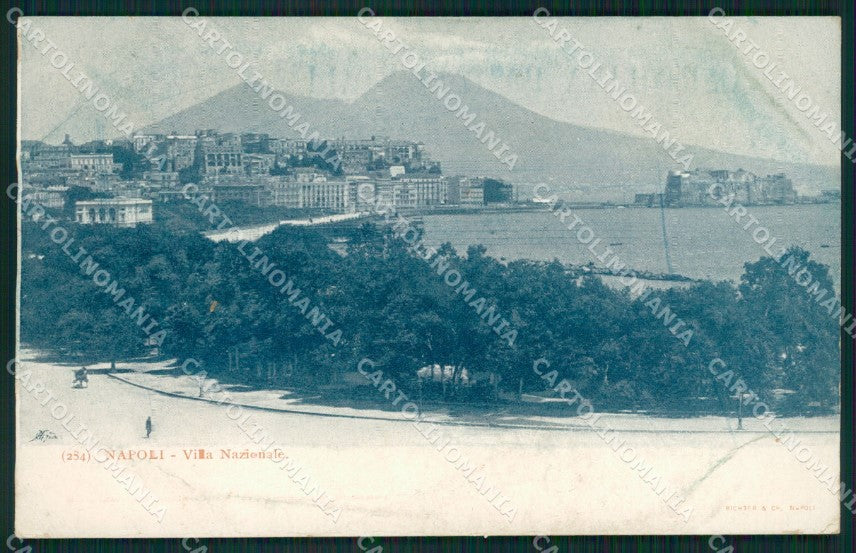 Napoli Città Villa Nazionale Vesuvio PIEGHINA cartolina XB2920 – fronte