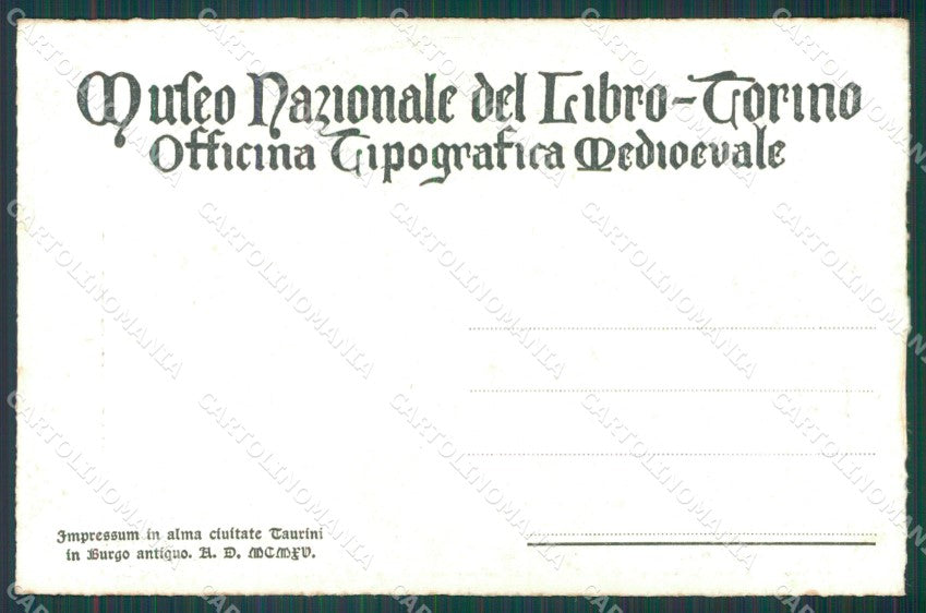 Torino Città Museo Nazionale del Libro cartolina XB2929 – retro