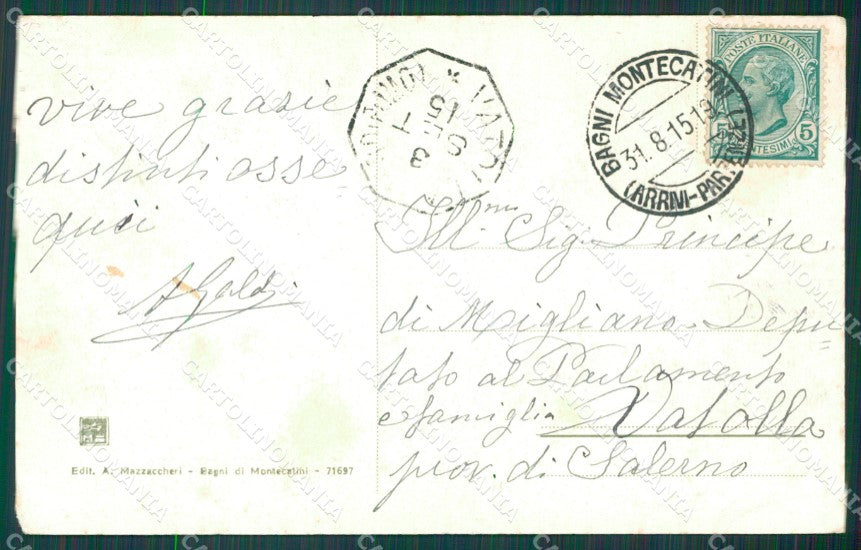 Pistoia Montecatini Bagni di cartolina XB3077 – retro