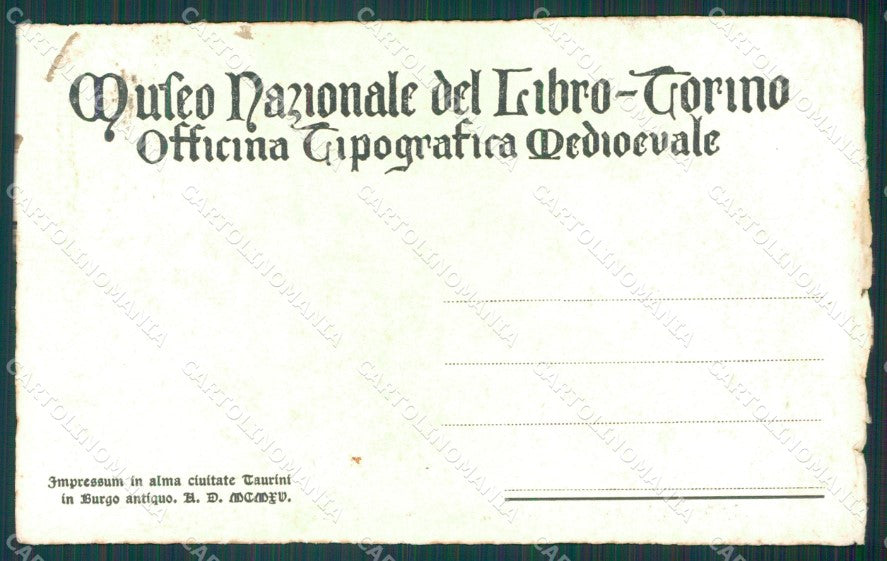 Torino Città Museo Nazionale del Libro cartolina XB3083 – retro