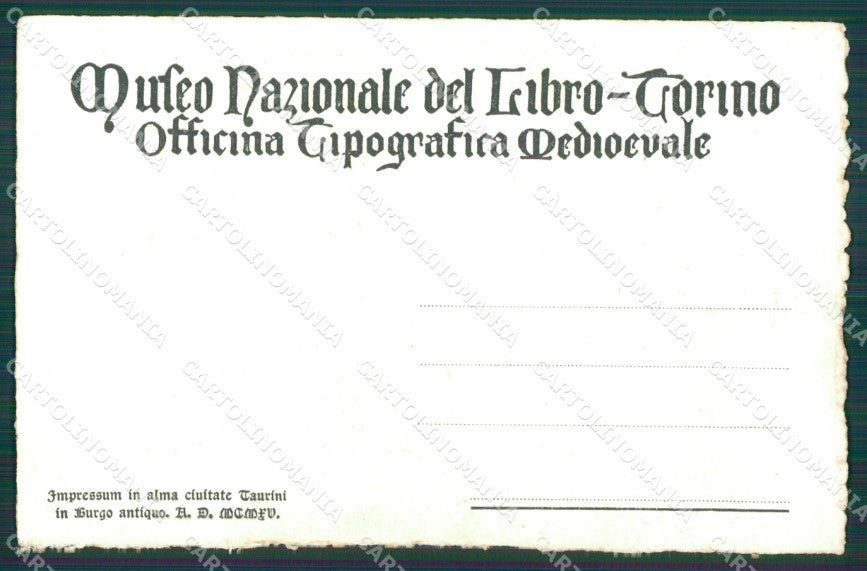 Torino Città Museo Nazionale del Libro cartolina XB3084 – retro