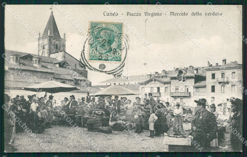 Cuneo città Mercato cartolina XB3390 – fronte