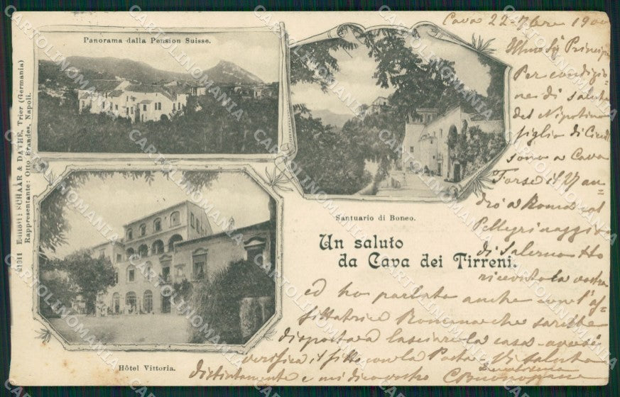 Salerno Cava dei Tirreni Saluti da Boneo PIEGA cartolina XB3407 – fronte