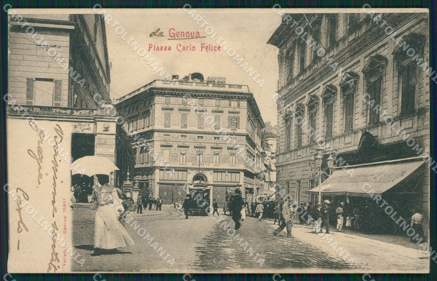 Genova Piazza Carlo Felice Tram cartolina XB3534 – fronte