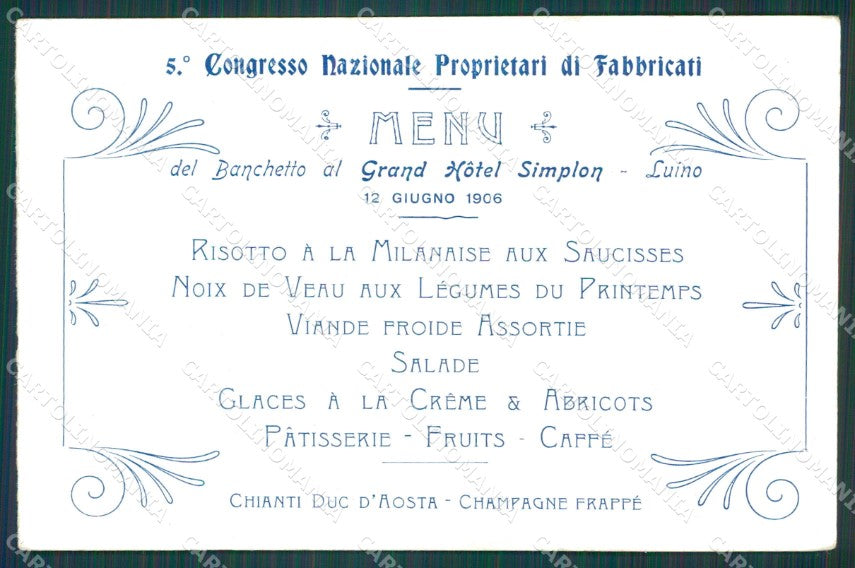 Varese Luino Menù cartolina XB3556 – retro