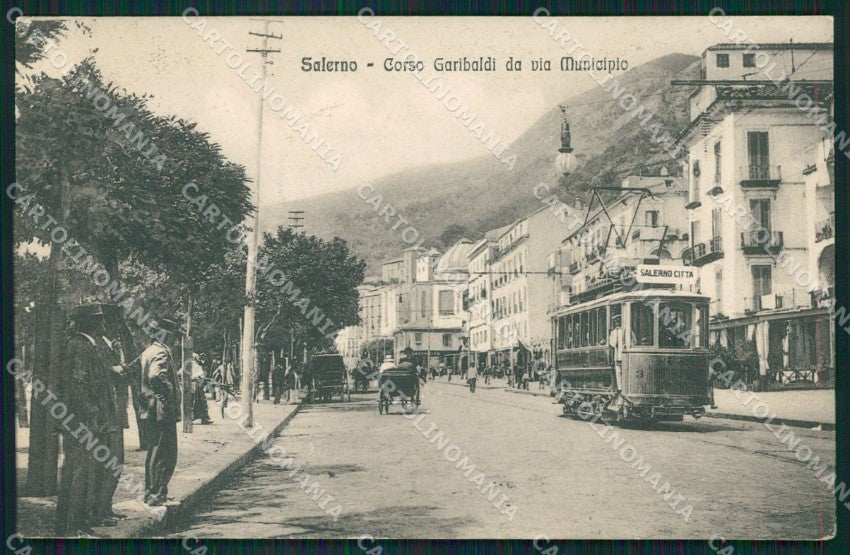 Salerno città Tram PIEGA cartolina XB3905 – fronte
