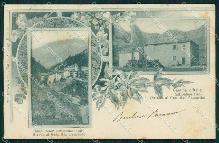Aosta Saint Remy Gran San Bernardo Genta cartolina XB3968 – fronte