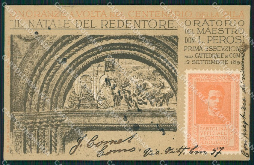 Como città Onoranze Volta Chiattone Commemorativa cartolina XB4091 – fronte