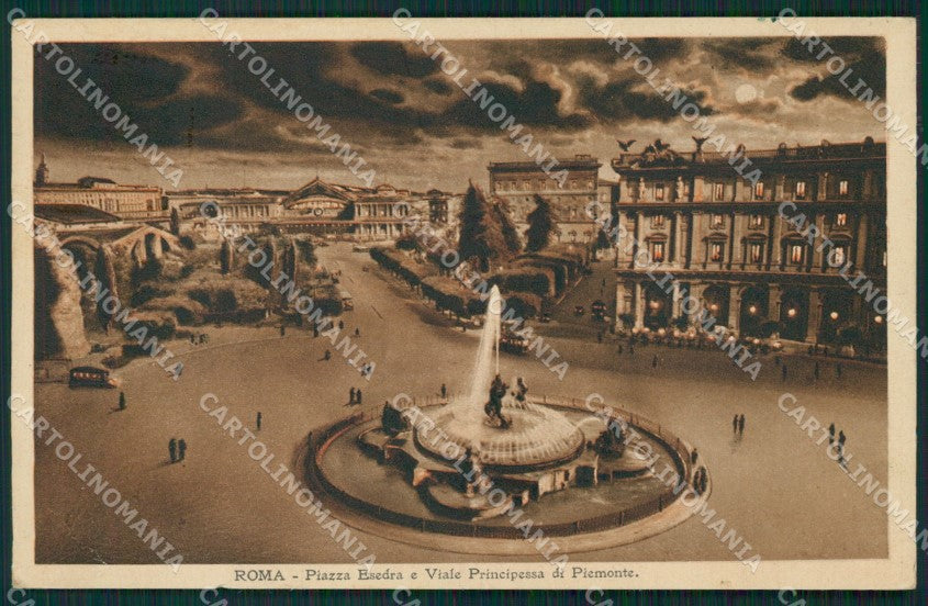 Roma Città Piazza Esedra Chiaro di Luna cartolina XB4349 – fronte