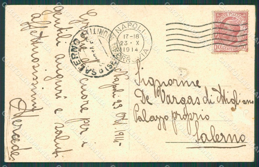 Napoli Città Villa Tolentino ABRASA cartolina XB4437 – retro