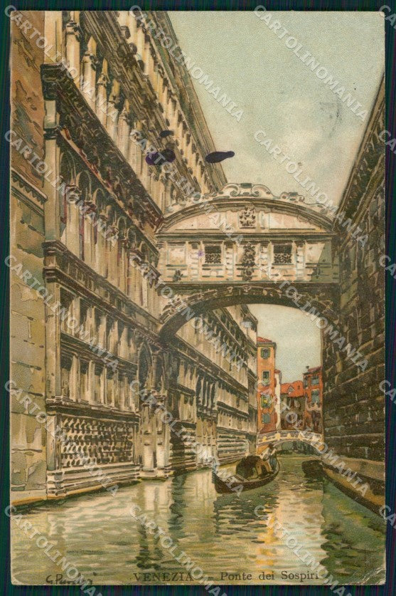 Venezia Città Ponte dei Sospiri Gondola PIEGHINA MACCHIE cartolina XB4484 – fronte