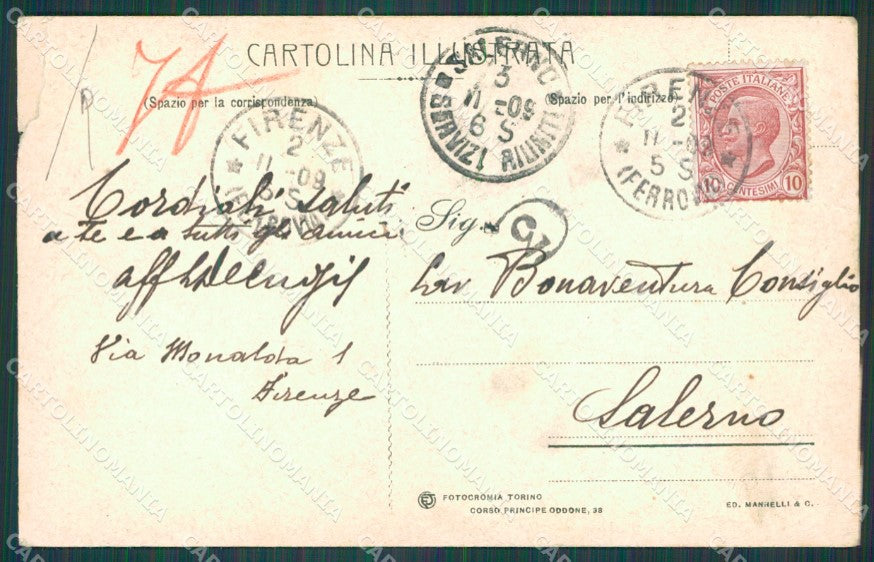Firenze Città STRAPPINI PIEGA cartolina XB4589 – retro