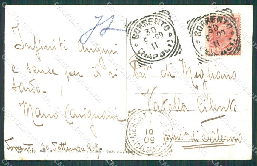 Napoli Sorrento Capri PIEGA cartolina XB4754 – retro
